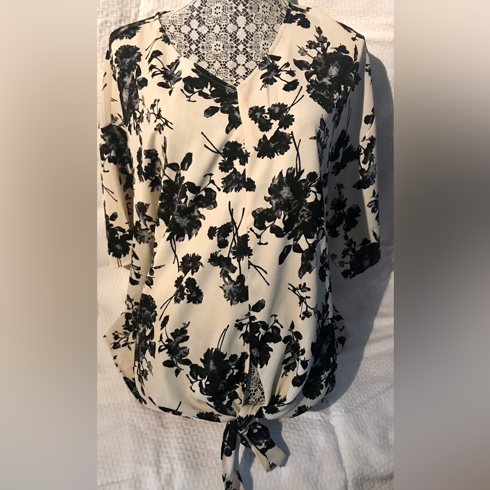 VIISHOW Womens Tie Front ChiffonBlouse V Neck Short Sleeve Top Size 2X